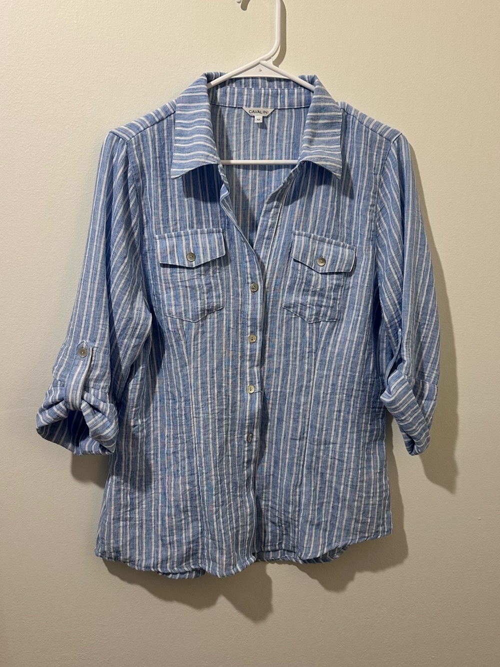 Cavalini Light Blue & White Striped Button-Down Shirt